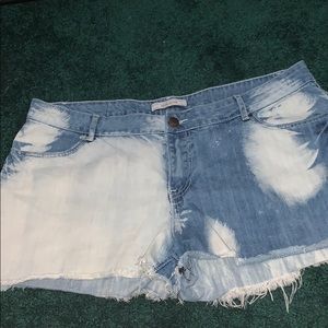 Acid washed jean shorts